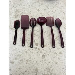 Lot Of 6 Ultratemp Clear Purple Utensils: 2 Spatulas, Spoon , Ladle, Scraper …